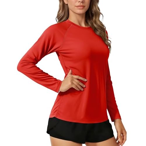 TACVASEN Women's Long Sleeve Sun Shirts UPF 50+ Quick Dry Workout Swim Tops