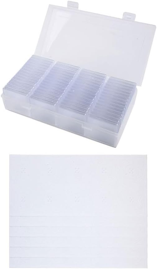Square Coin Storage Box with Adjustable Foam Liner for 20mm–40mm, Transparent PC Plastic Collector Organizer Case, 60-Piece Capsule & Spacer Set(white)