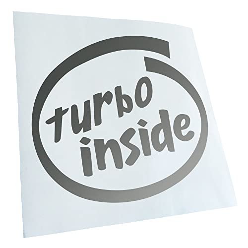 Kiwistar - Autocollant - Turbo inside 11 x 10 cm - argent - G10 - Pour voitures, vélos, véhicules, motos, cyclomoteurs, tuning, vitres arrière
