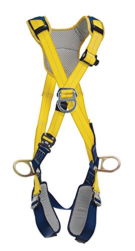 3M Capital Safety DeltaComfort 1100887 Fall Arrest Kit with Back/Front/Side D-Rings, Quick Connect Buckle Leg/Chest Straps and Comfort Padding, Large, Navy/Yellow