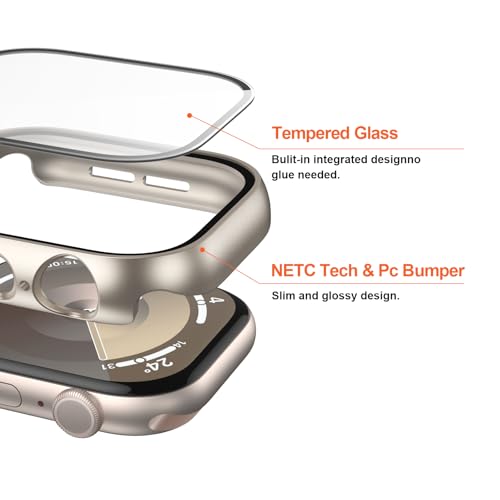 Pacote com 2 capas com protetor de tela de vidro temperado para Apple Watch Series 10 de 42 mm, JZK