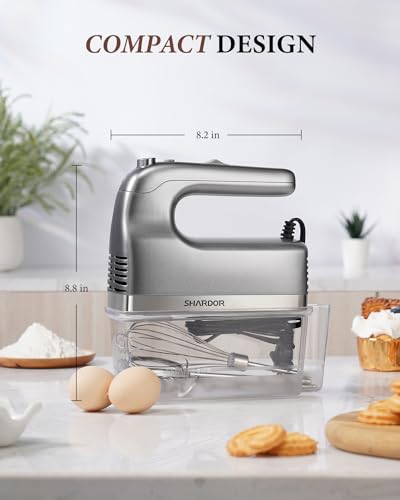 image for SHARDOR Hand Mixer, 450W Handheld Mixer with Storage Case 5-Speed Plus