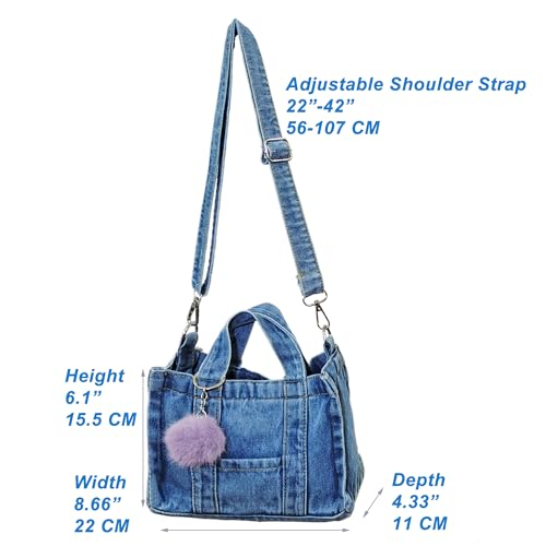 Image of SoonerCozer Crossbody Denim Purse Fashion Small Hobo Bag Stylish Handbag Tote Bag for Women
