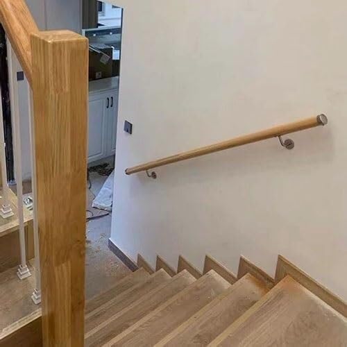 Rampe durable en bois de 100 cm avec supports en acier pour escalier - 3