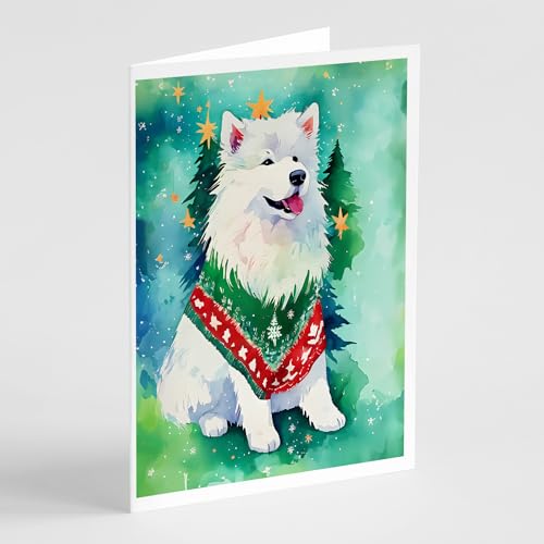 Caroline's Treasures DAC3621GCA7P Samoyed Christmas Greeting Cards Pack of 8 Blank Cards with Envelopes Whimsical A7 Size 5x7 Blank Note Cards