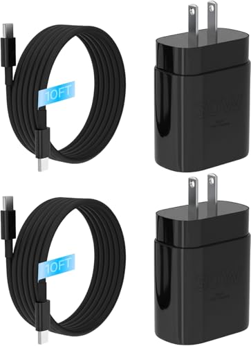 iPhone 16 15 Charger Fast Charging, 30W USB C Charger Block 10FT Cable for iPhone 15 16 Plus Pro Max/iPad Pro/AirPods, PD USBC Power Adapter Wall Plug with Extra Long Type C to C Cord (Black, 10FT)