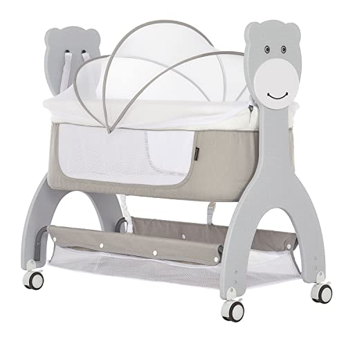 Image of Dream On Me Cub Portable Bassinet in Grey, Multi-Use Baby Bassinet with Locking Wheels, Large Storage Basket, Mattress Pad Included, JPMA Certified
