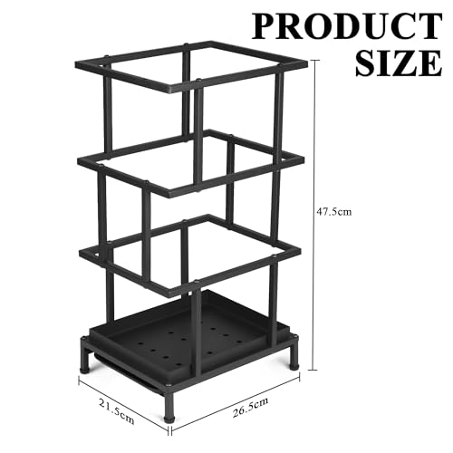 Miniatura 6 de Alyoen Paragüero De Metal Con Bandeja Extraíble Para Recoger El Agua Y Patas Ajustables, 26,5 X 21,5 X 47,5 Cm, Soporte Para Paraguas Plegable Grande Y Pequeño, Color Negro