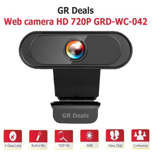 Image of 720p HD Webcam for Laptop & Desktop PC with Built-in Noise Isolating Microphone | USB Web Camera for Video Calling, Zoom, Meetings & Online Classes | Plug & Play (Black)