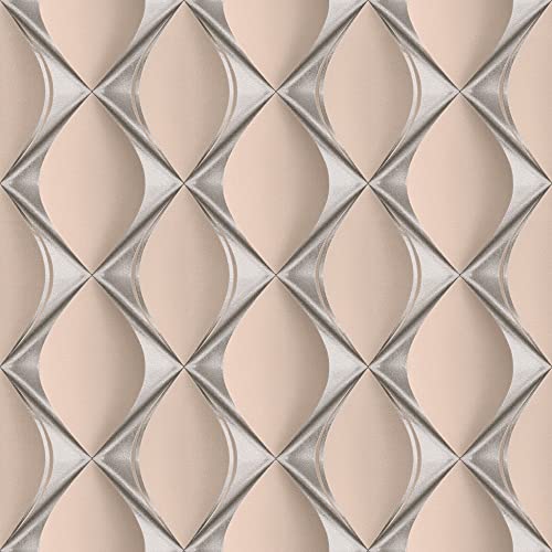 Livingwalls My Home My Spa 386914 - Carta Da Parati In Tessuto Non Tessuto, Motivo, 10,05 X 0,53 M, Colore: Rosa E Argento - 6