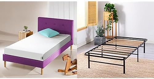 Bundle of ZINUS 5 Inch Cooling Essential Foam Mattress/Bed-in-a-Box/CertiPUR-US Certified, Twin, White + Zinus SmartBase Essential Mattress Foundation with Bamboo Slats/Easy Assembly, Twin