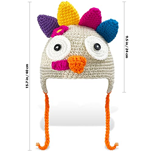 Thanksgiving Baby Turkey Hat Toddler Beanie Knitted Cap Hat Cute Cartoon Animal Winter Photography Props Off White4