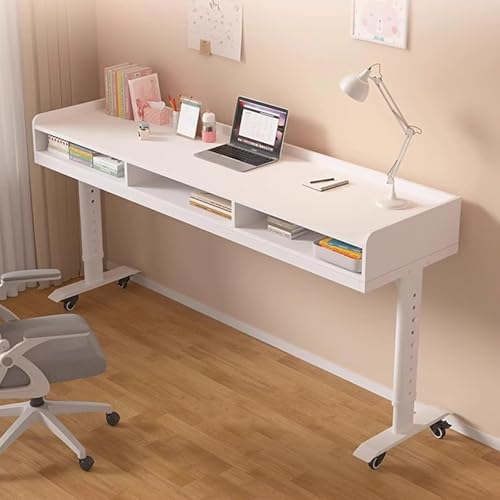 Table de lit à roulettes réglable bureau mobile marron avec rangement intégré