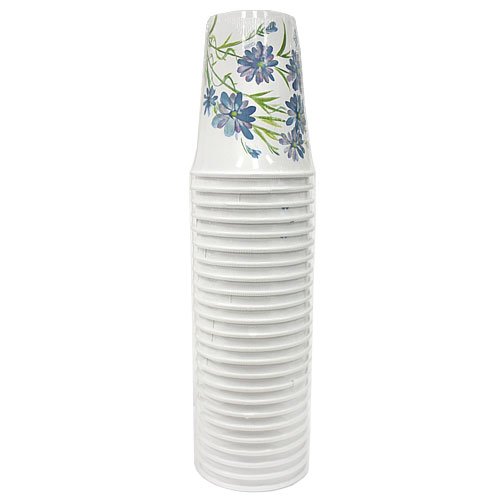 Nicole Home Collection Paper Cups - 12 Oz | Blue Floral | Pack Of 24 (77130) #TOP2