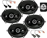 KICKER Speakers 6X8 inch for Ford F-250/F-350/F-450/F-550 1999-2004 Upgrade Kit - 4 Pack of DS Series with Harness, Coaxial Car Audio Front and Rear Door Speaker DSC680, 43DSC6804