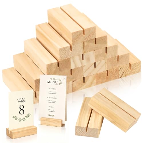 Image of 15Pcs 2.75x1.38 Inches Wood Table Number Stands, Wood Place Card Holders, Wooden Holders for Wedding, Ceremony, Birthday, Party, Home Decoration, Events (2mm Slots)