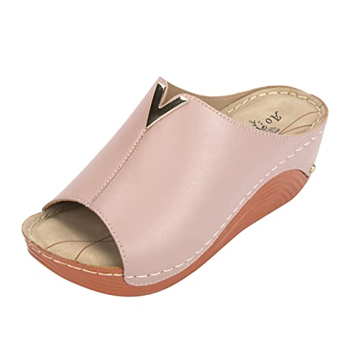 CsgrFagr High Grade Products Ladies Fashion Casual Sandals Lady Platform Wedge Sandals 11w Sandals for Women Wide Width (Pink, 8.50)