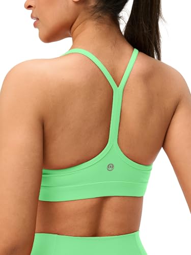 Image of Womens Y Back Padded Sports Bra Strappy U Neck Butter Soft Low Impact Workout Bras Yoga Pilates Walking