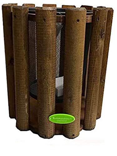 Euroshoppingonline Cesto cestino cestello gettacarta secchio porta spazzatura rifiuti contenitore in legno portarifiuti per parchi giardini pattumiera per esterno pattumiere bidone