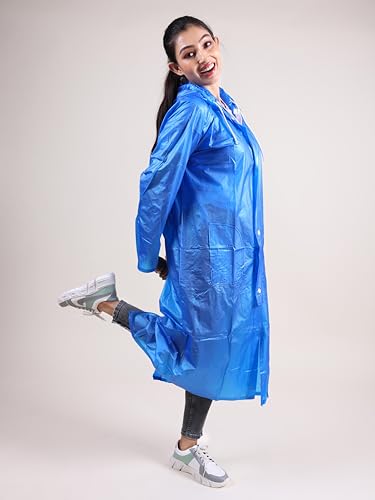 Image of Rupa Rainsuit Women Waterproof PVC Raincoat with Hood & Carry Bag | Lightweight Rainwear for Women with Front Zip | Solid Color | Standard Length | Pack of 1