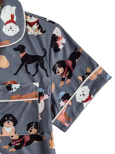 Image of SOLY HUX Women's Short Pajamas Set Cute Printed Button Short Sleeve Shirt with Shorts Sleepwear PJs Set