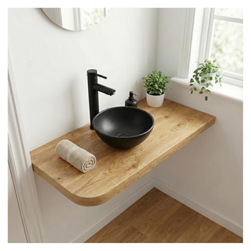 MOB-IN Vasque Lave-Mains à Poser Ronde en céramique Noir 26cm