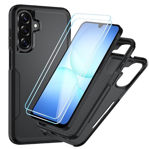 Suncasetor for Samsung Galaxy A17 5G Case with HD Screen Protector, Military Grade Drop Protection, Heavy Duty Full Body Shockproof Phone Case for Galaxy A17 5G,Black Matte