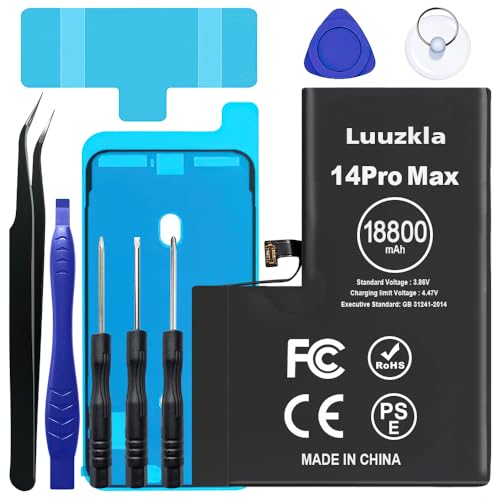 Luuzkla 18800mAh Battery Compatible with iPhone 14 Pro Max (New Upgrade) Super Capacity Battery Compatible with iPhone 14 Pro Max with Full Tool Kits-0 Cycle High Capacity-24 Months Service