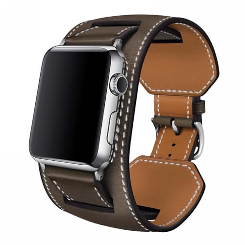 Étui de bracelet iWatch Series 10 42 mm en cuir gris métal robuste