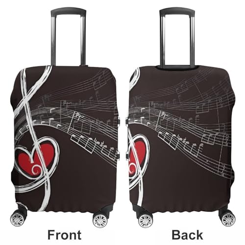 Treble Love And Music Travel Luggage Cover Elastic Washable Suitcase Cover Dustproof Anti-Scratch Suitcase Protector Fits 19-32 Inch Luggage, M3