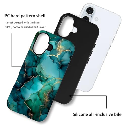 Coque iPhone 16 Plus solide anti-choc motif marbre bleu artistique - 4