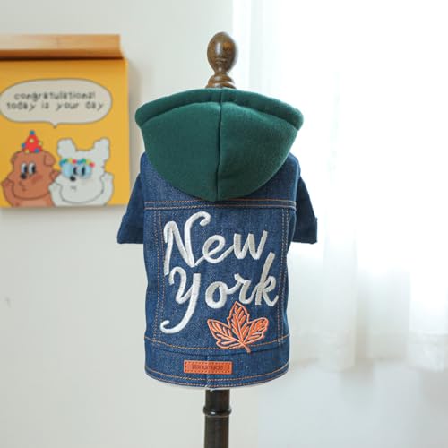 Camisa con capucha de mezclilla para perro pequeño miniatura 6