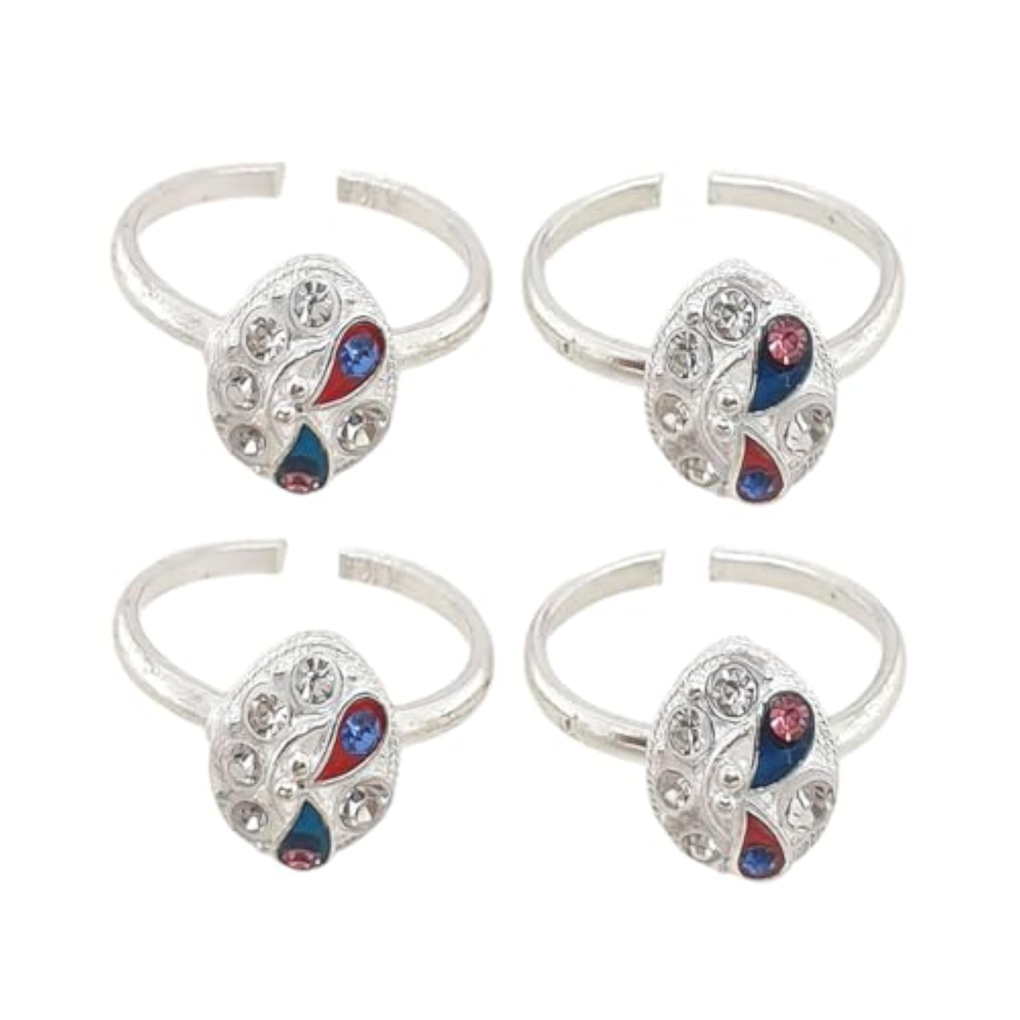 Women's 4pc Sparkling Multi Color Zircon Toe Rings Set