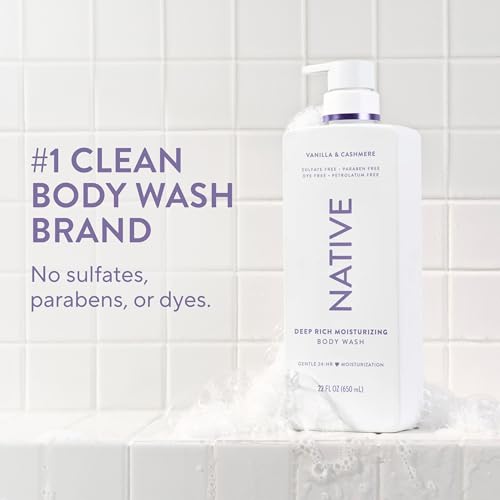 Image of Native Moisturizing Body Wash, Clean & Gentle 24-Hour Hydration with Shea Butter, for Sensitive and Dry Skin, for Women & Men, Sulfate-free, Paraben-free, Vanilla & Cashmere, 22 fl oz