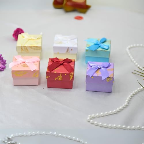 Image of Ring Box Small Gift Boxes Sturdy Cardboard Cube Box for Jewelry Pendant (6, Assorted Color)