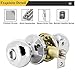 Probrico Interior Door Knobs, 3 Pack Bedroom Bathroom Doorknob with Lock Keyless, Polished Chrome Finish, Universible Door Handles, Colonial Ball Knob