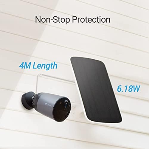 EZVIZ Solar Charging Panel-Model C Power Supply for Wireless Outdoor Security Camera Compatible with BC1C/BC1 B1/B2/B3 Sets, IP65 Waterproof/4 Meters Cable Adjustable Mount/Continuous Power Supply