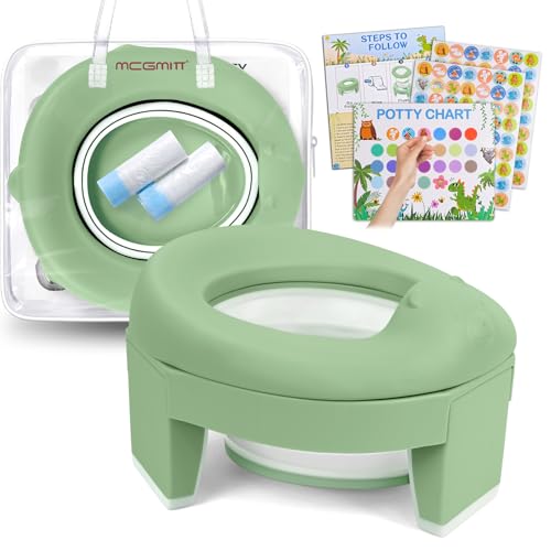 MCGMITT Portable Potty for Kids Travel - Foldable Training Toilet Chair for Toddler Girls with Storage Bags, Potty Training Toilet for Outdoor and Ind