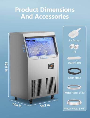 Máquina Comercial de Hielo Coolski, 200LBS/24H Bajo Mostrador miniatura 2