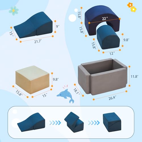 Image of Climbing Toys and Blocks - Indoor Soft Foam Climber PlaySet for Toddlers, Kids, and Babies Ages 1-3 - Perfect for Crawling and Ball Pit Play