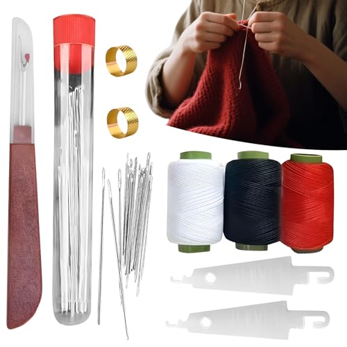 37Pcs NäHwerkzeug-Set, Tragbar und Multifunktional Sewing Kit, Leder Reparatur Set füR AnfäNger und Profis für Näharbeiten in Studentenzimmer Haushalt Basteln Reisen Universität Hobby Schneiderei
