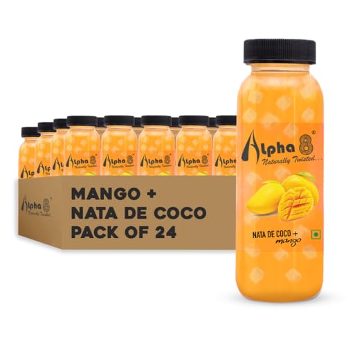 Image of ALPHA 8 Fruit Juice with NATA De Coco Coconut Cubes Natural Energizer & Immunity Booster, Healthy Juice, High Fiber, Real Natural Taste(Mango Juice, Pack of 24)