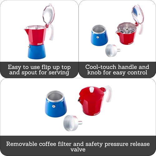 Image of Imusa 3 Cup Caribbean Cast Aluminum Stovetop Coffee Maker (Pack of 2)