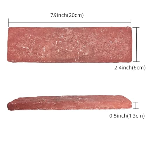 Jusmioke 40 Pcs Red Thin Wall Brick Veneers, 2.4" x 7.9" for Kitchen Backsplash, Living Room, Fireplace, Interior and Exterior Wall Decoration (7 sq.ft)
