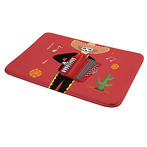 Tapis de bain squelette mexicain en velours corail doux 91cm