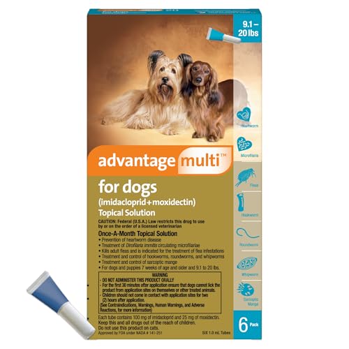 Advantage Multi Topical Solution for Dogs 6 Doses 9.1-20 lbs (Teal)