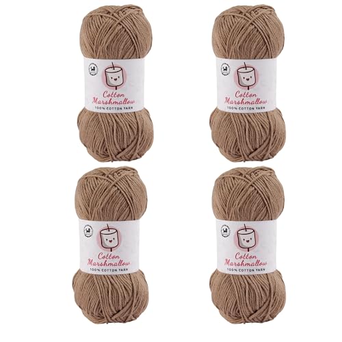 Image of NESTNHAVEN Cotton Marshmallow 100% Cotton Yarn - (50 g, 130 m) - Luxury Yarn for Crochet, Amigurumi, Embroidery, Toys, Garments, Flowers and Hobby Projects (Light Brown) |