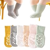 SE 5 Pares de Calcetines Antideslizantes Bebé|Calcetines Antideslizantes de Algodón para Niño Niña (FR/ES, Edad, 1 año, Regular, MULTICOLOR)
