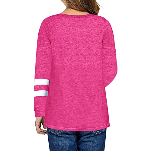 Túnica infantil para meninas com gola redonda ultra macia listrada manga longa confortável casual ba