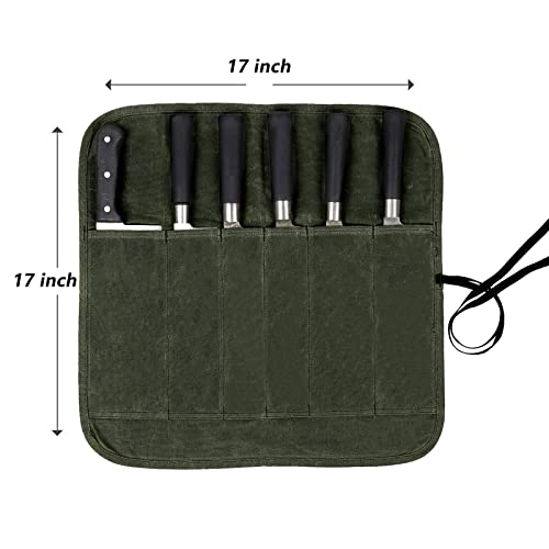 Chef Knife Roll Bag, Heavy Duty Oxford Utility Knife Bag, 6 Slots Chefs Knife Case Holder, Multi-Function Cutlery Kitchen Knife Pouch Knife Wrap Wallet Tool Roll For Home Kitchen Traveling Camping #TOP3
